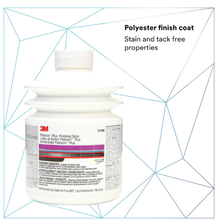 Bottle of 3M polyester finish coat with geometric design