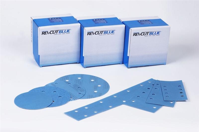Revcut Blue Hook & Loop Film Back Sanding Disc 150mm (Box of 100 discs) 19 Holes