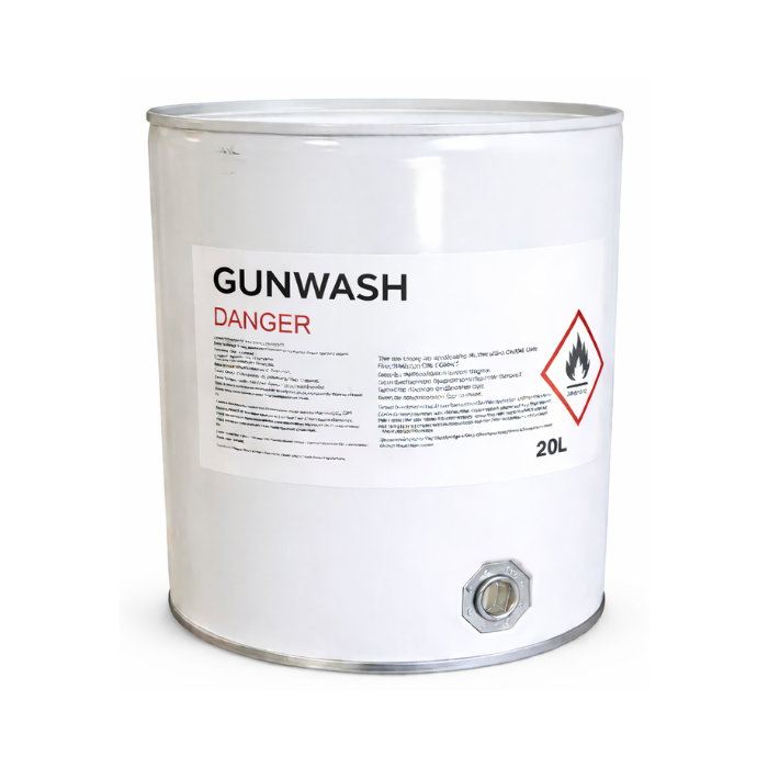 Can of Gunwash with a white label on a white background 20L