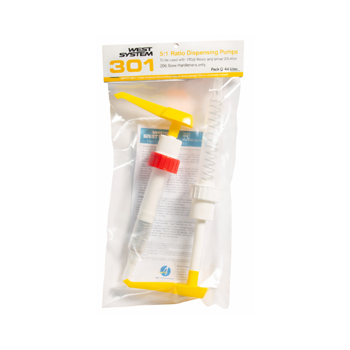 West System 301 epoxy resin pump set in packaging on a white background
