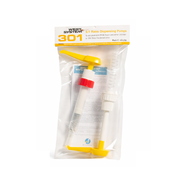 West System 301 Epoxy Resin and Hardener with Dispensing Pump packaging on a white background