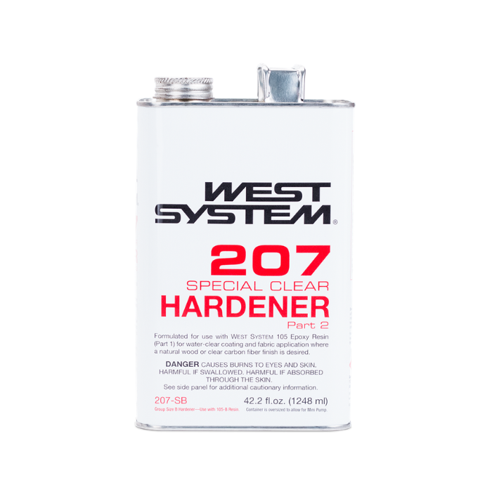 West System 207 Special Clear Hardener can on a white background