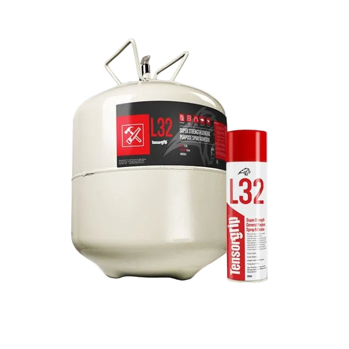 Tensorgrip L32 Spray Adhesive – high-strength general-purpose adhesive canister with matching aerosol for industrial bonding.
