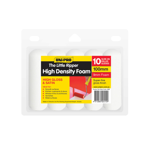 UNi-PRO Little Ripper 100mm High Density Foam Covers 10 Pack 9mm Nap
