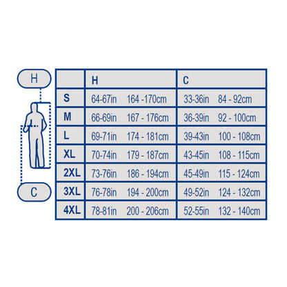 3M Disposable Protective Coverall 4515 from 3M (Size Chart).