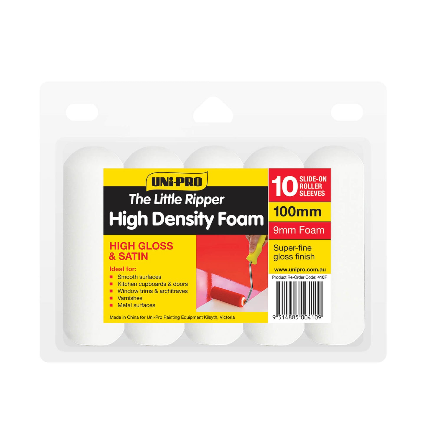 UNi-PRO Little Ripper 100mm High Density Foam Covers 10 Pack 9mm Nap