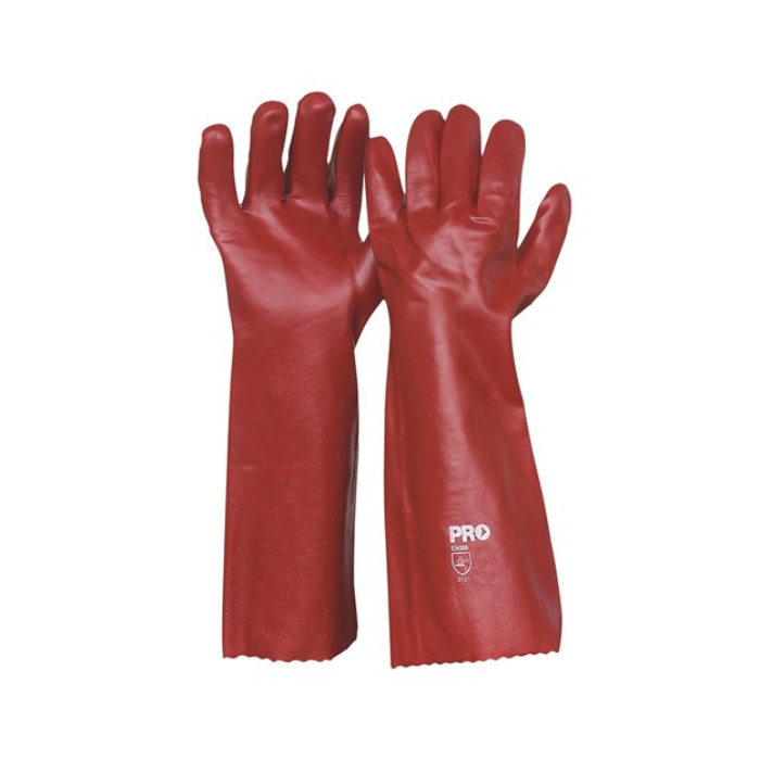 Red PVC Chemical Gloves 45cm