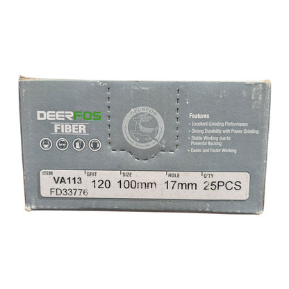 Deerfos Resin Fibre Discs 100mm 120 Grit Box (25)