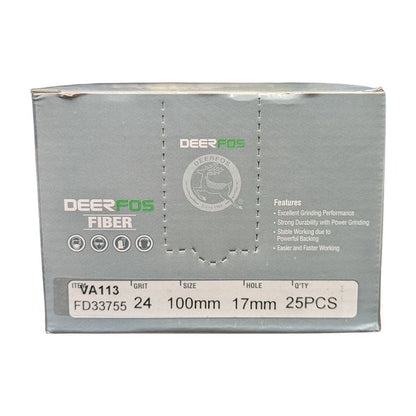 Deerfos Resin Fibre Discs 100mm 24 Grit Box (25)