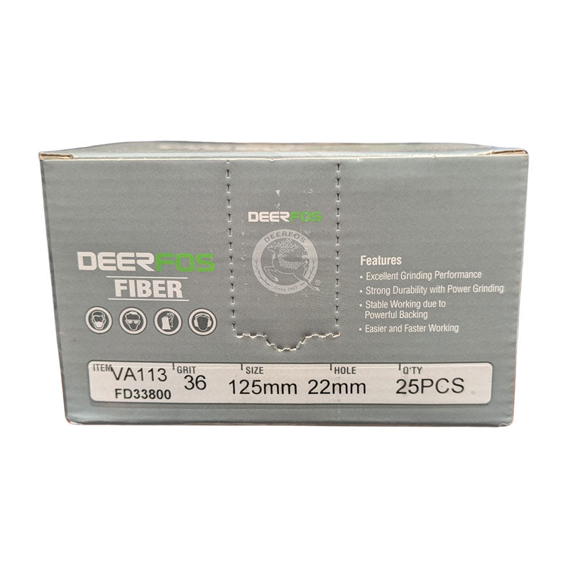 Deerfos Resin Fibre Discs 125mm 36 Grit