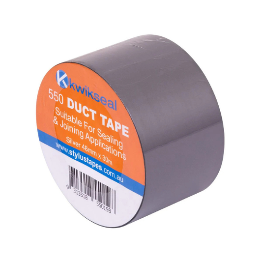 Kwikseal 550 PVC Duct Tape Silver 48mm x 30m - Heavy Duty Multi-Purpose Tape