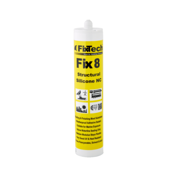 Fix8 Structural Silicone NC sealant tube on a white background