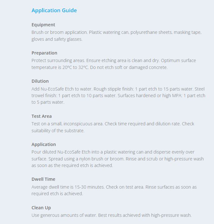 Nutech Ecosafe Concrete Etch