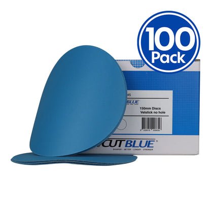 Revcut Blue Hook & Loop Film Back Sanding Disc 150mm (Box of 100 discs) No-Holes
