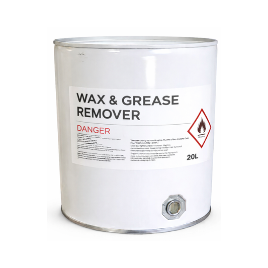 Can of wax and grease remover on a white background 20L