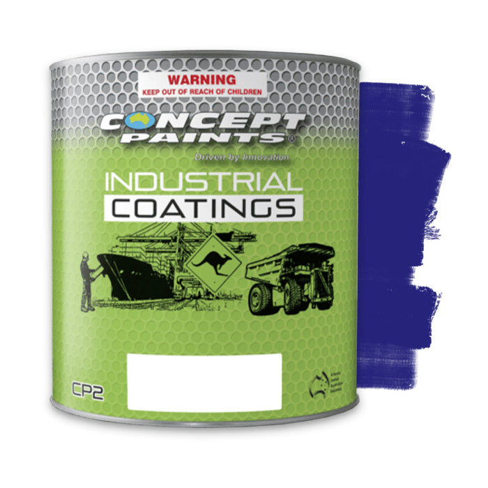 Concept Paints Industrial Coatings Hammertone blue enamel paint tin for protective metal and machinery finishes.