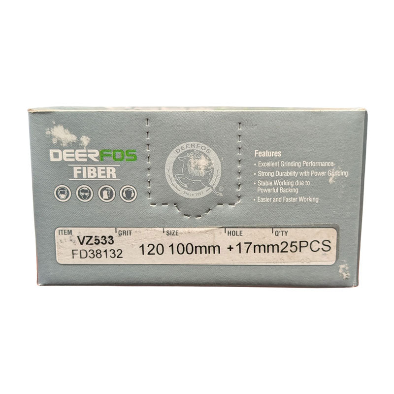 Deerfos Resin Fibre Discs 100mm Blue Zirconia 120 Grit