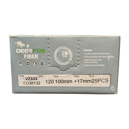 Deerfos Resin Fibre Discs 100mm Blue Zirconia 120 Grit