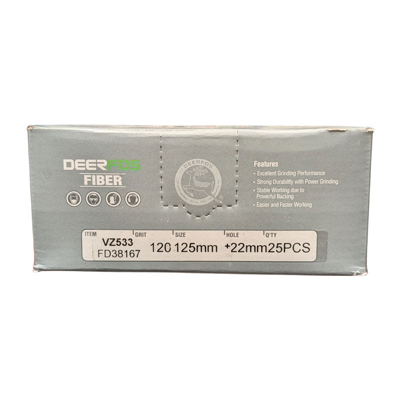 Deerfos Resin Fibre Discs 125mm Blue Zirconia 120 Grit