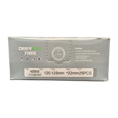 Deerfos Resin Fibre Discs 125mm Blue Zirconia 120 Grit