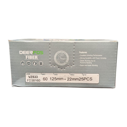 Deerfos Resin Fibre Discs 125mm Blue Zirconia 60 Grit