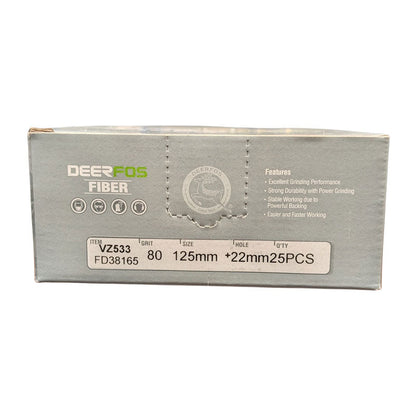 Deerfos Resin Fibre Discs 125mm Blue Zirconia 80 Grit