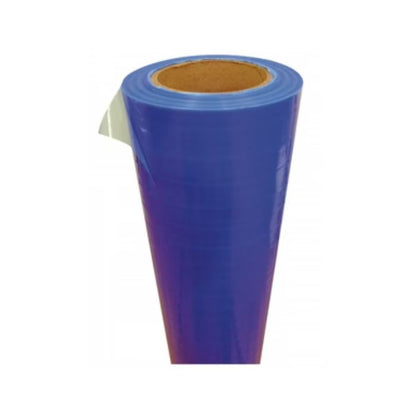 Diamond Guard blue protective film sheet for protecting metal, plastic and glass surfaces during fabrication.