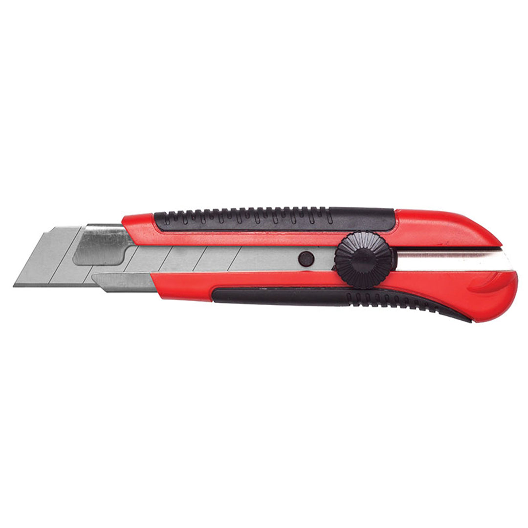 25mm Extra Heavy Duty Snap-Off Utility Knife – red retractable cutter for industrial trimming and cutting tasks