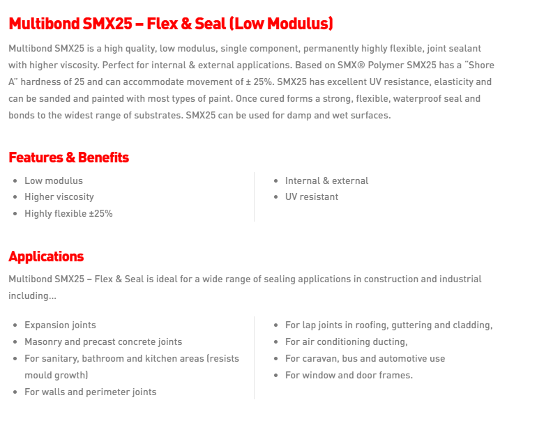 Multibond SMX25 - Flex & Seal (Low Modulus)