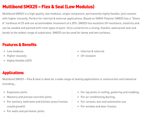 Multibond SMX25 - Flex & Seal (Low Modulus)