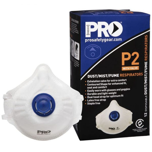 P2 Valved 2 Strap Dust Mask - Box Of 12