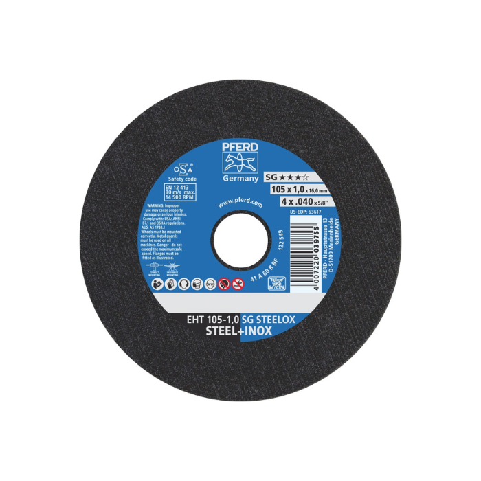 PFERD EHT 105 1.0 SG STEELOX cutting disc for steel and stainless steel 105mm thin metal cut off wheel