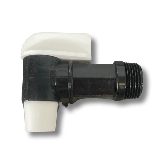 Plastic solvent tap dispensing valve for 20L drums, chemical-resistant screw-on drum tap