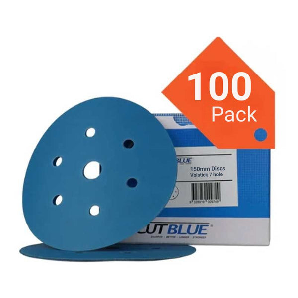 Revcut Blue 150mm 7 hole sanding discs - 80 grit