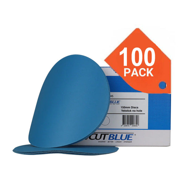 REVCUT Blue 150mm no hole sanding disc box of 100