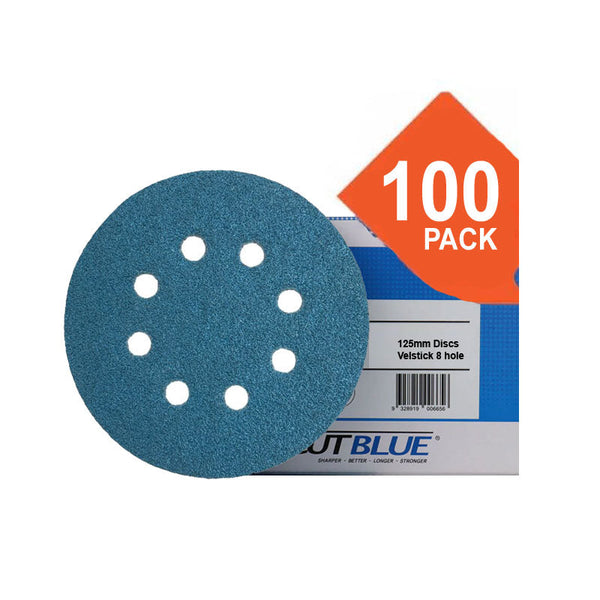 Revcut Blue Velstick Sanding Discs 8 hole 100 grit box