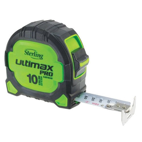 Sterling Ultimax Pro 10m Tape Measure – heavy-duty measuring tool with easy-read blade for construction and trade use