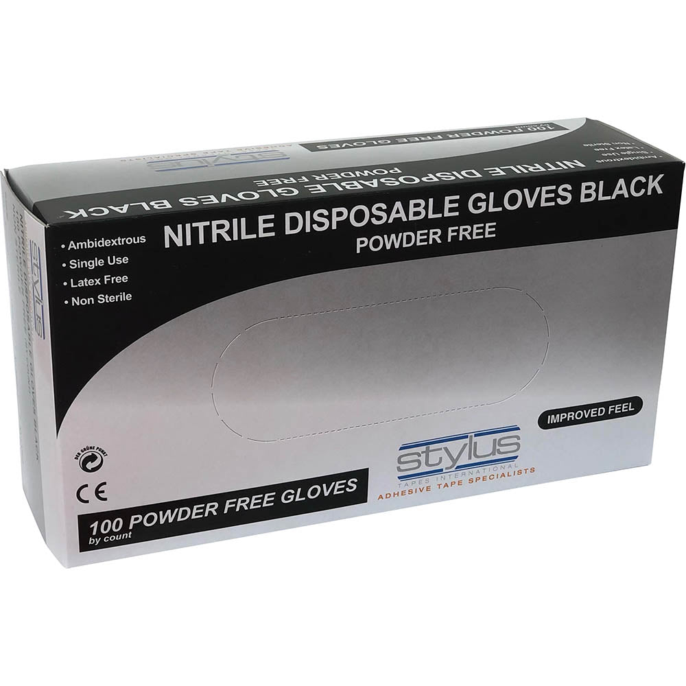 Stylus Black Nitrile Gloves